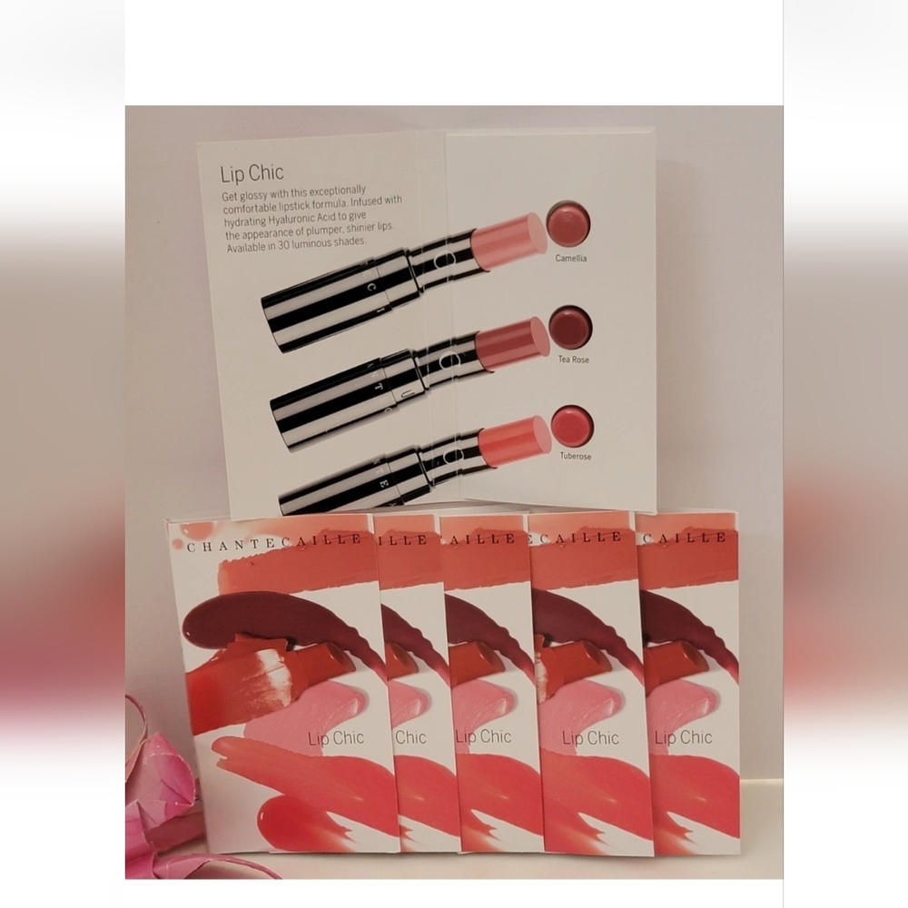 6 Cards CHANTECAILLE Lip Chic Carded Lipstick Samples Camellia, Tea Rose, Tuber